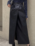 Women PU High Waist Slit Midi Skirt_CWDTD00549