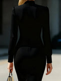 High Neck Long Sleeve Slim Fit Dress_CWDTD00551