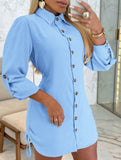 Solid Color Drawstring Long Sleeve Dress_CWDTD00557