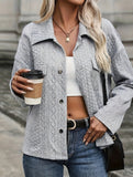 Solid color pocket button loose jacket