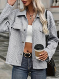 Solid color pocket button loose jacket