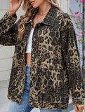 Versatile loose leopard print denim jacket