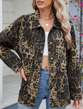 Versatile loose leopard print denim jacket