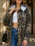 Versatile loose leopard print denim jacket