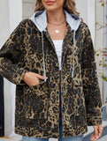 Versatile loose leopard print denim jacket