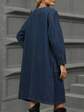 Washed denim long cardigan jacket