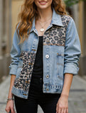 Fashionable printed patchwork ripped denim jacket