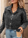 Beaded Loose Fit Cropped Denim Jacket_CWJJ00130