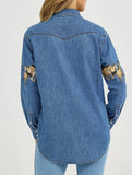 Retro denim collared shirt and printed denim jacket_CWJJ00137