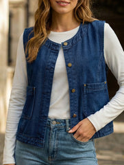 Denim vest, sleeveless tank top for women_CWJJ00139
