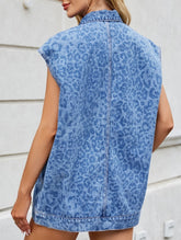 Loose Leopard Print Vest with Detachable Hood ??100% Rayon, XS?“XL