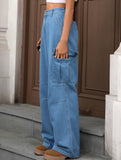 Casual loose slim denim straight pants