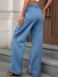Casual loose slim denim straight pants
