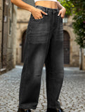 Washed loose-fitting cropped jeans