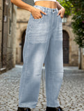Washed loose-fitting cropped jeans