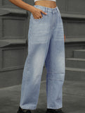 Washed loose-fitting cropped jeans
