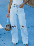 Casual washed ripped jeans