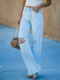 Casual washed ripped jeans