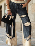Personalized ripped lace-up jeans