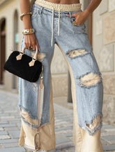 Personalized ripped lace-up jeans