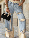 Personalized ripped lace-up jeans