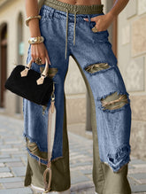 Personalized ripped lace-up jeans