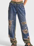Personalized ripped lace-up jeans