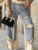 Personalized ripped lace-up jeans