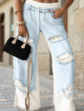 Personalized ripped lace-up jeans