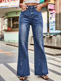 Mid-rise washed bootcut jeans