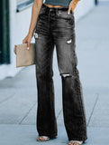 Casual ripped wide-leg jeans