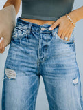 Casual ripped wide-leg jeans
