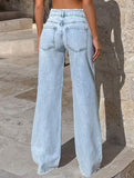 Casual high-waisted loose-fitting wide-leg pants
