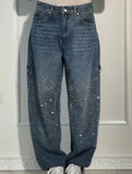 Fashionable rhinestone jeans