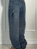 Fashionable rhinestone jeans