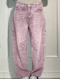 Fashionable rhinestone jeans