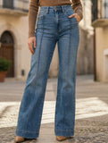 Retro washed high-waisted flared jeans for women_CWJP00866