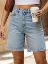 Retro high-waisted loose denim shorts for women