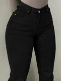 High-waisted stretch slim-fit flared pants for women