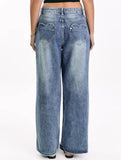 Retro washed heart-patterned wide-leg jeans for women_CWJP00880