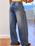 Retro washed heart-patterned wide-leg jeans for women_CWJP00880