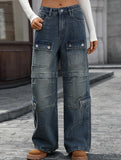 Women's washed heavy-duty multi-pocket jeans_CWJP00883