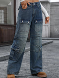 Women's washed heavy-duty multi-pocket jeans_CWJP00883