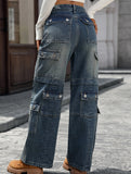 Women's washed heavy-duty multi-pocket jeans_CWJP00883