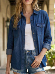 Women's Washed Denim Cardigan Long-Sleeve Jacket_CWJS00041