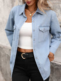 Women's Washed Denim Cardigan Long-Sleeve Jacket_CWJS00041