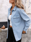 Women's Washed Denim Cardigan Long-Sleeve Jacket_CWJS00041