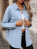 Women's Washed Denim Cardigan Long-Sleeve Jacket_CWJS00041