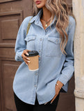 Women's Washed Denim Cardigan Long-Sleeve Jacket_CWJS00041