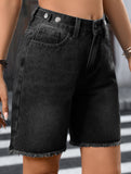 Washed Raw Hem Denim Shorts